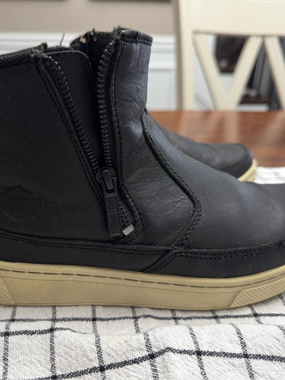 Harley Davidson Black Leather Side-Zip Casual Boots